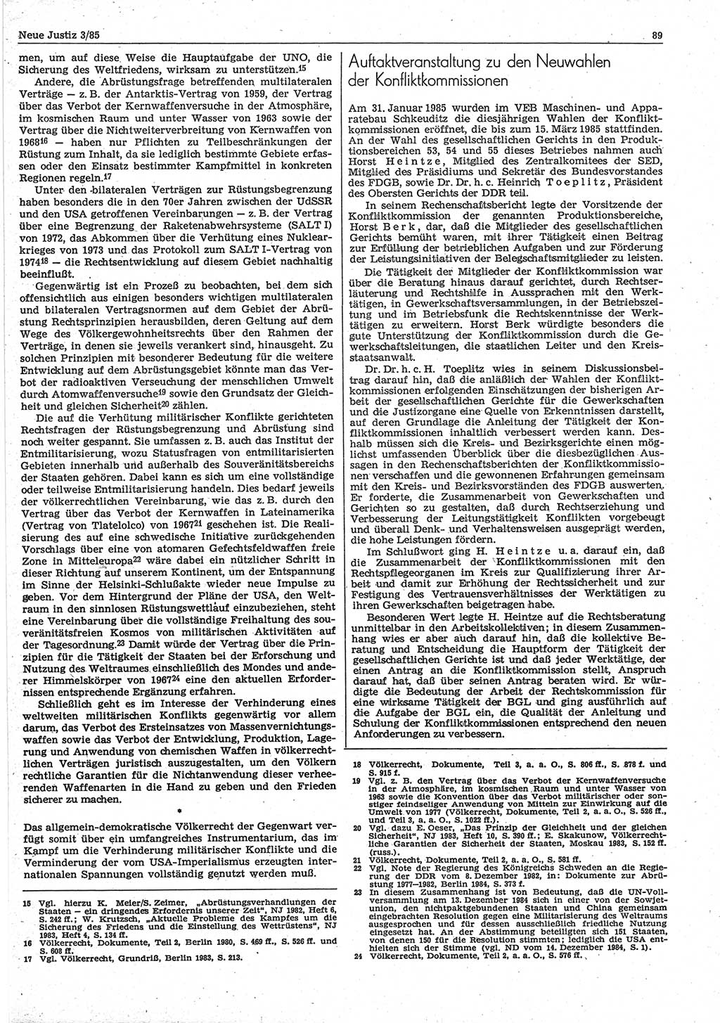 Neue Justiz (NJ), Zeitschrift für sozialistisches Recht und Gesetzlichkeit [Deutsche Demokratische Republik (DDR)], 39. Jahrgang 1985, Seite 89 (NJ DDR 1985, S. 89)
