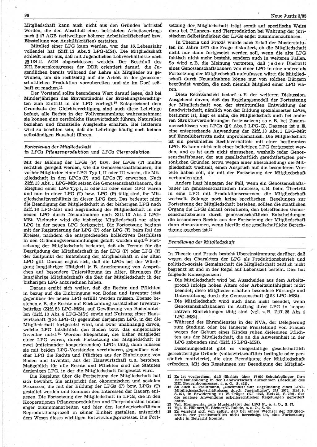 Neue Justiz (NJ), Zeitschrift für sozialistisches Recht und Gesetzlichkeit [Deutsche Demokratische Republik (DDR)], 39. Jahrgang 1985, Seite 96 (NJ DDR 1985, S. 96)