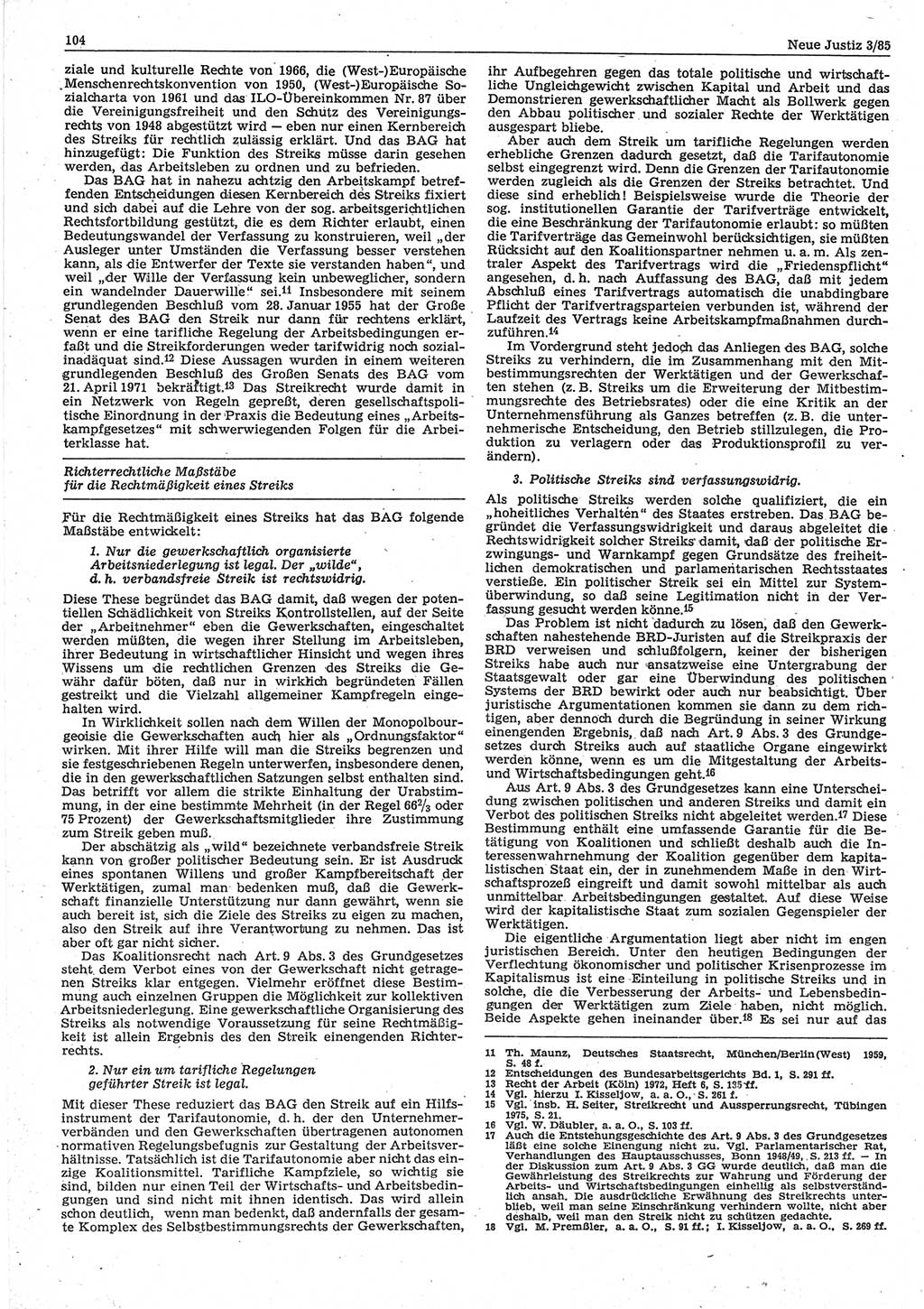 Neue Justiz (NJ), Zeitschrift für sozialistisches Recht und Gesetzlichkeit [Deutsche Demokratische Republik (DDR)], 39. Jahrgang 1985, Seite 104 (NJ DDR 1985, S. 104)
