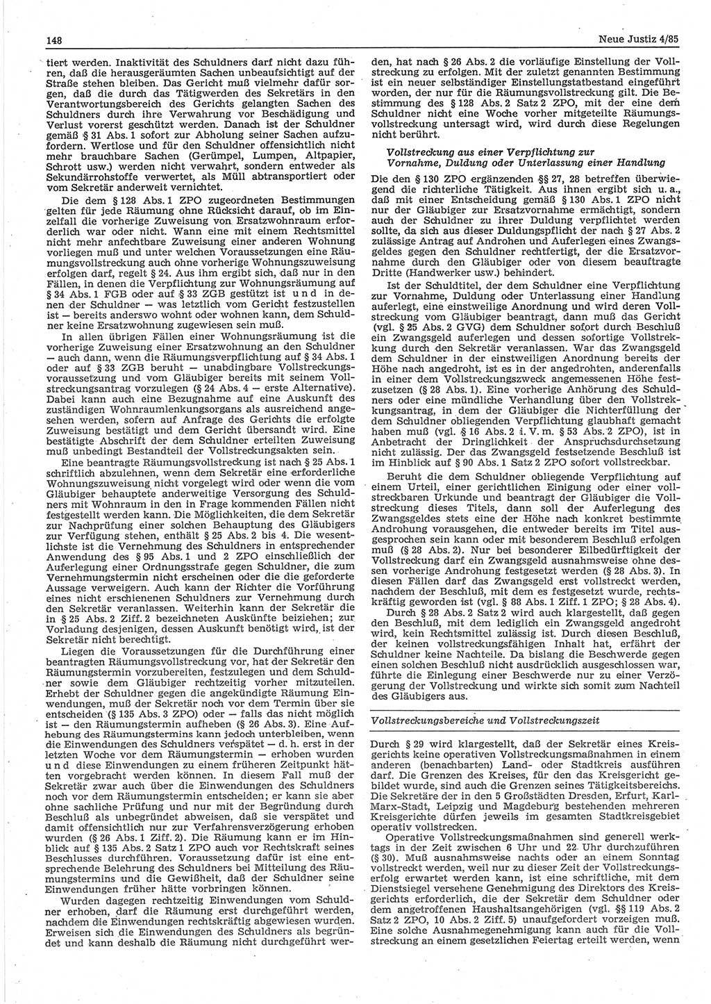 Neue Justiz (NJ), Zeitschrift für sozialistisches Recht und Gesetzlichkeit [Deutsche Demokratische Republik (DDR)], 39. Jahrgang 1985, Seite 148 (NJ DDR 1985, S. 148)