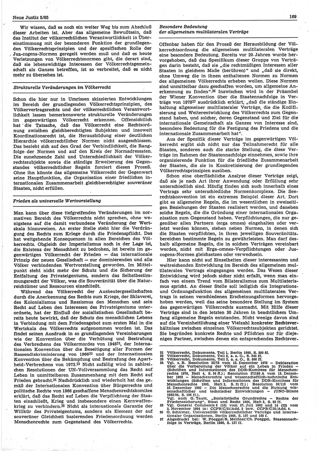 Neue Justiz (NJ), Zeitschrift für sozialistisches Recht und Gesetzlichkeit [Deutsche Demokratische Republik (DDR)], 39. Jahrgang 1985, Seite 169 (NJ DDR 1985, S. 169)