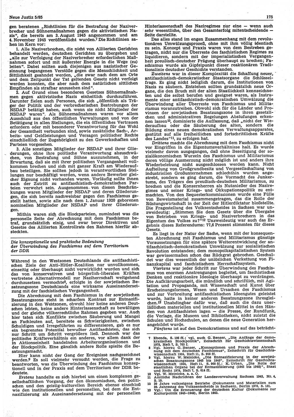 Neue Justiz (NJ), Zeitschrift für sozialistisches Recht und Gesetzlichkeit [Deutsche Demokratische Republik (DDR)], 39. Jahrgang 1985, Seite 175 (NJ DDR 1985, S. 175)