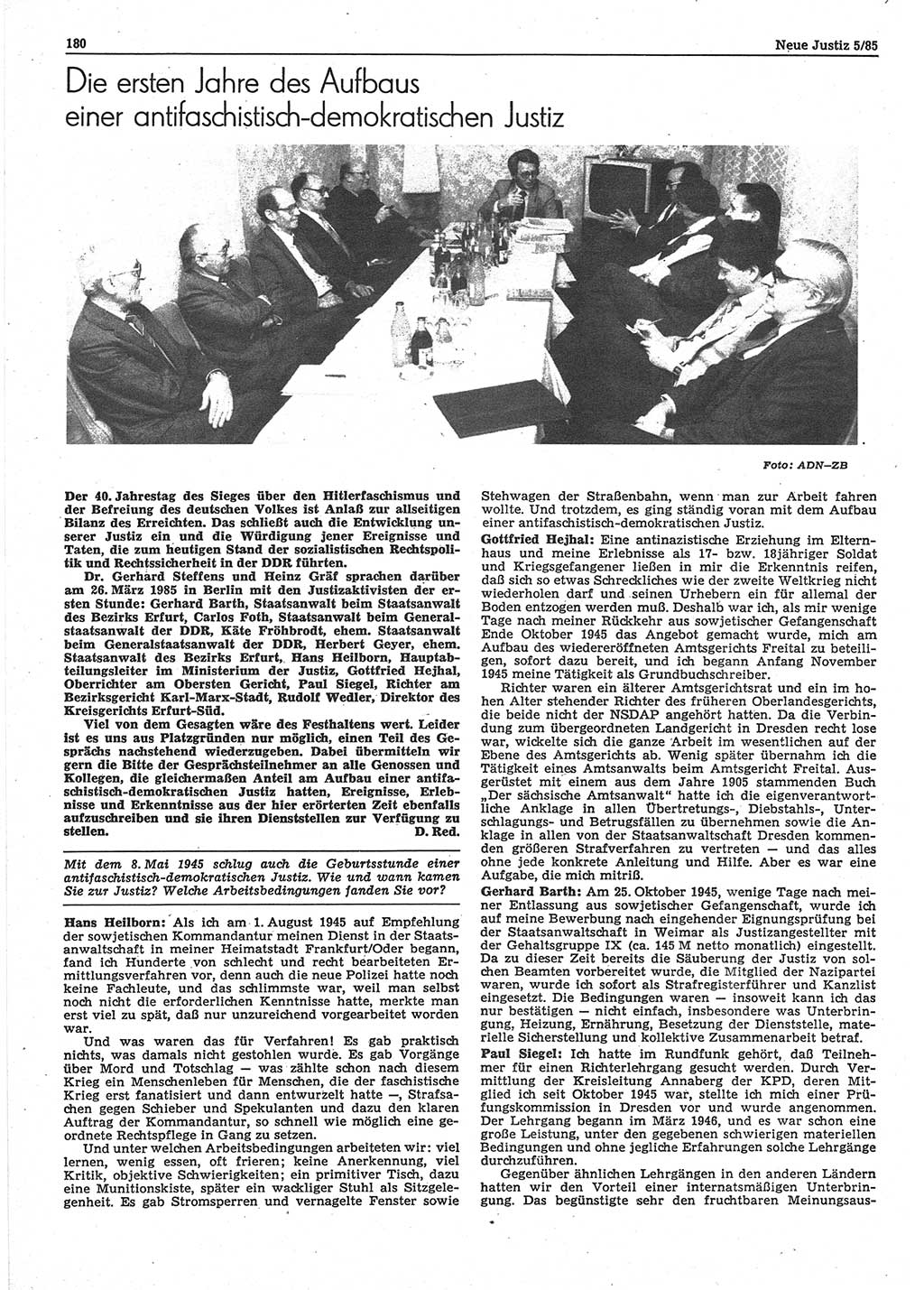 Neue Justiz (NJ), Zeitschrift für sozialistisches Recht und Gesetzlichkeit [Deutsche Demokratische Republik (DDR)], 39. Jahrgang 1985, Seite 180 (NJ DDR 1985, S. 180)