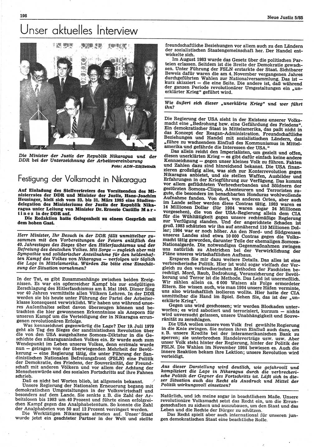 Neue Justiz (NJ), Zeitschrift für sozialistisches Recht und Gesetzlichkeit [Deutsche Demokratische Republik (DDR)], 39. Jahrgang 1985, Seite 198 (NJ DDR 1985, S. 198)