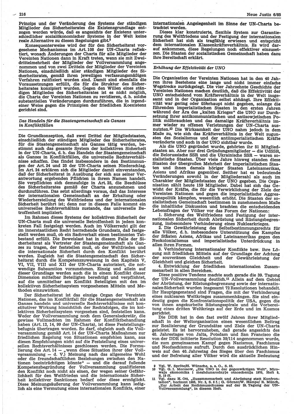 Neue Justiz (NJ), Zeitschrift für sozialistisches Recht und Gesetzlichkeit [Deutsche Demokratische Republik (DDR)], 39. Jahrgang 1985, Seite 216 (NJ DDR 1985, S. 216)