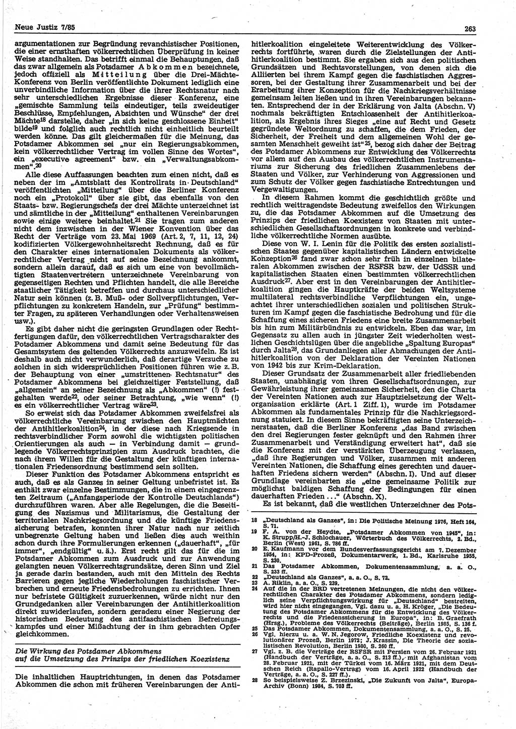 Neue Justiz (NJ), Zeitschrift für sozialistisches Recht und Gesetzlichkeit [Deutsche Demokratische Republik (DDR)], 39. Jahrgang 1985, Seite 263 (NJ DDR 1985, S. 263)