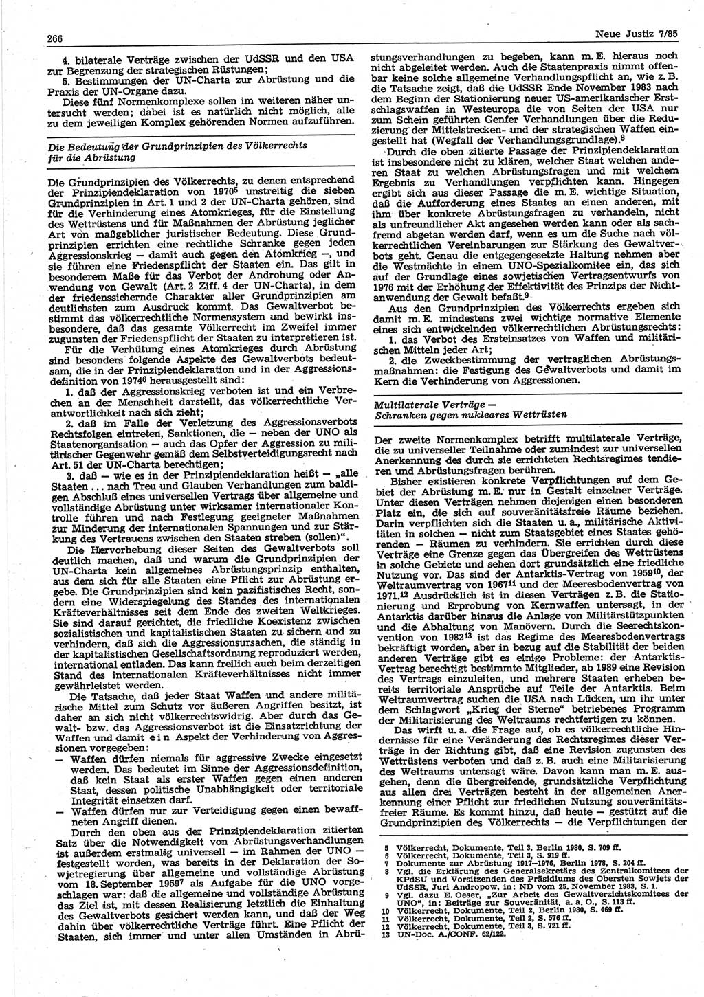 Neue Justiz (NJ), Zeitschrift für sozialistisches Recht und Gesetzlichkeit [Deutsche Demokratische Republik (DDR)], 39. Jahrgang 1985, Seite 266 (NJ DDR 1985, S. 266)
