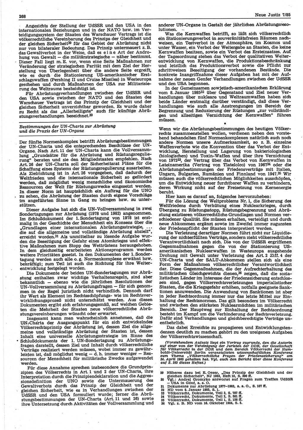 Neue Justiz (NJ), Zeitschrift für sozialistisches Recht und Gesetzlichkeit [Deutsche Demokratische Republik (DDR)], 39. Jahrgang 1985, Seite 268 (NJ DDR 1985, S. 268)