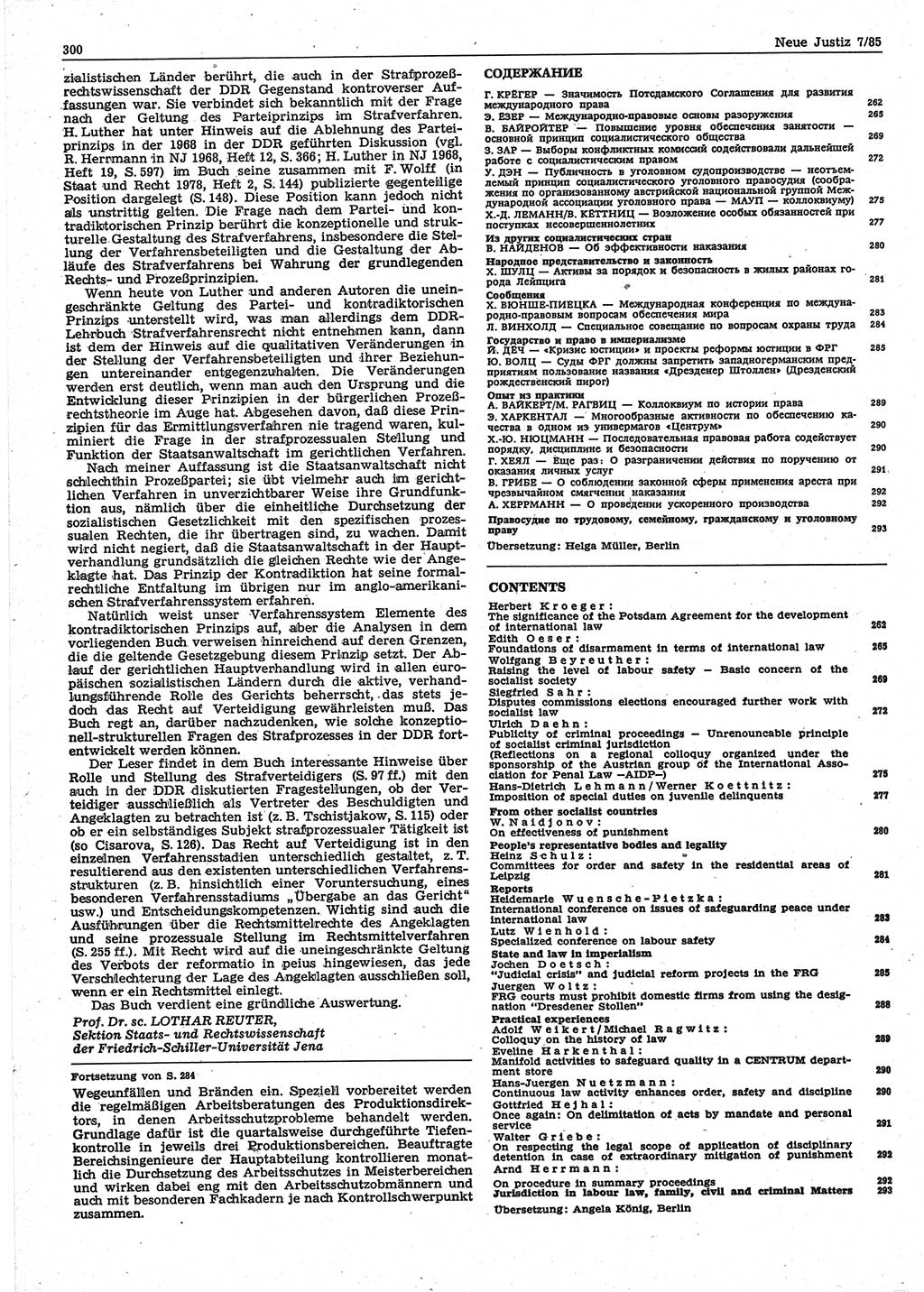 Neue Justiz (NJ), Zeitschrift für sozialistisches Recht und Gesetzlichkeit [Deutsche Demokratische Republik (DDR)], 39. Jahrgang 1985, Seite 300 (NJ DDR 1985, S. 300)
