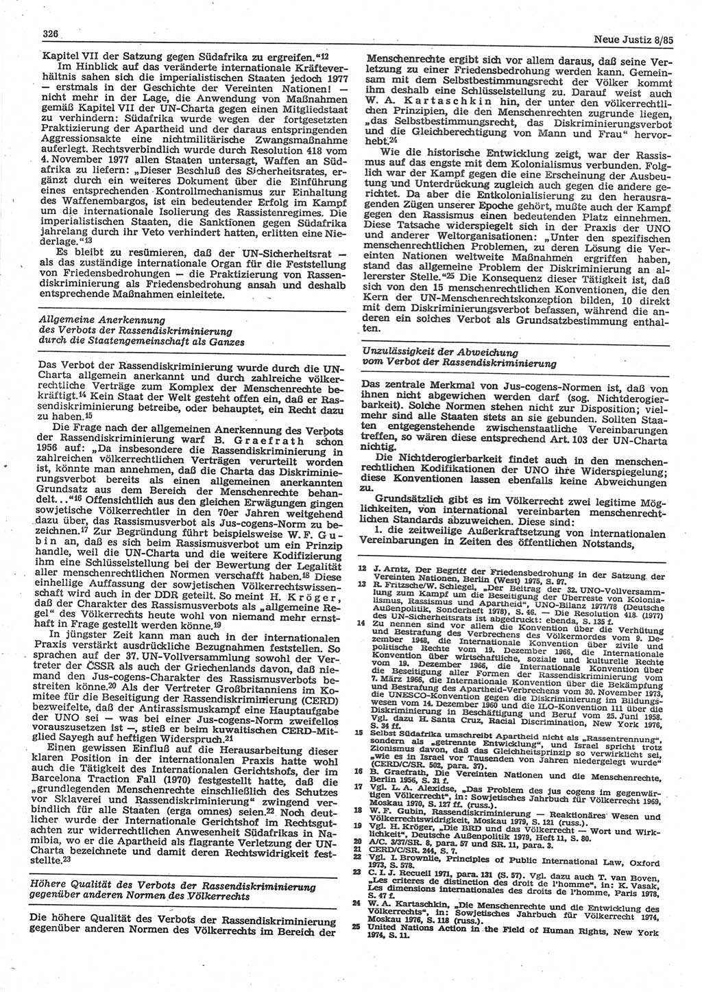 Neue Justiz (NJ), Zeitschrift für sozialistisches Recht und Gesetzlichkeit [Deutsche Demokratische Republik (DDR)], 39. Jahrgang 1985, Seite 326 (NJ DDR 1985, S. 326)