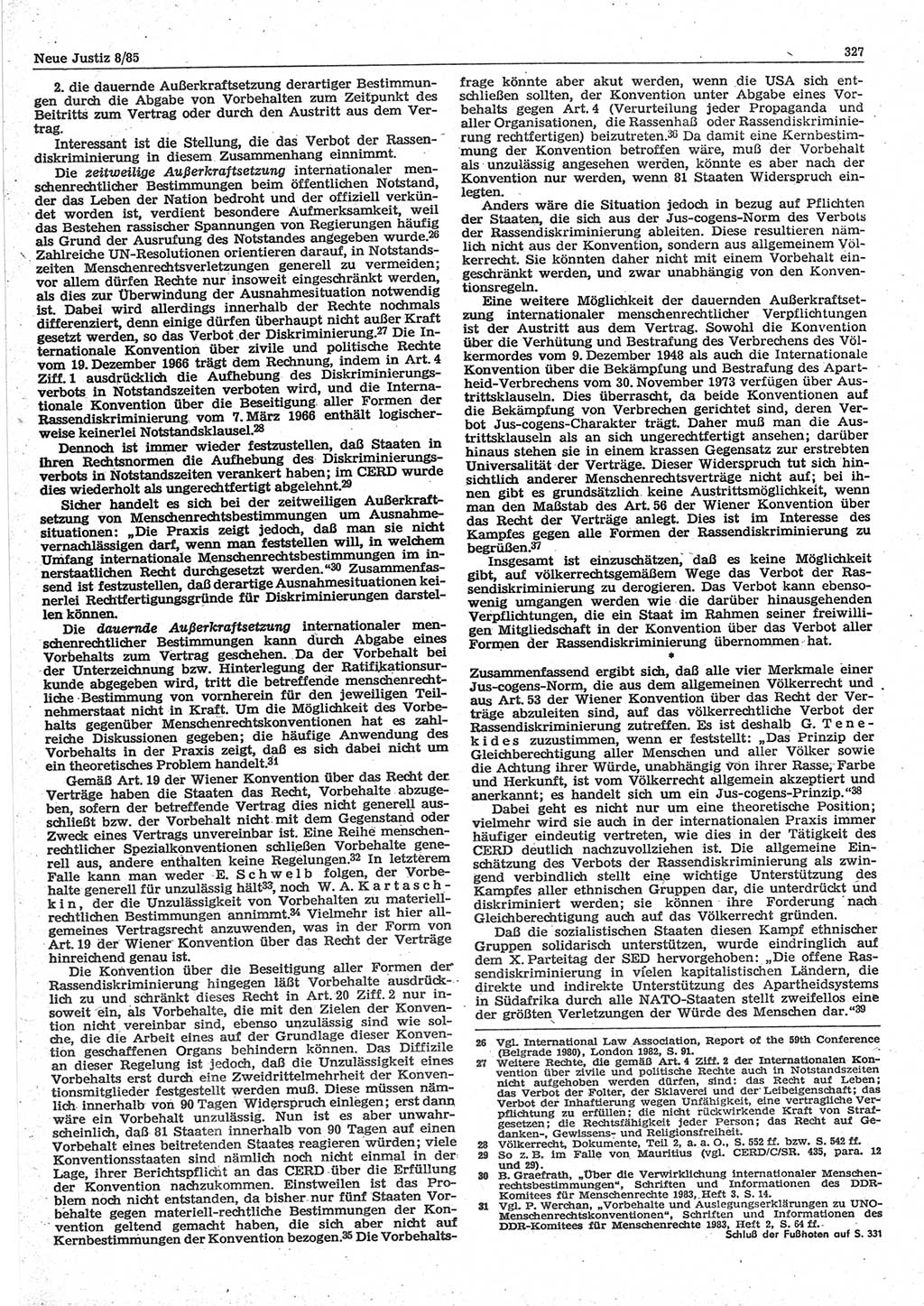 Neue Justiz (NJ), Zeitschrift für sozialistisches Recht und Gesetzlichkeit [Deutsche Demokratische Republik (DDR)], 39. Jahrgang 1985, Seite 327 (NJ DDR 1985, S. 327)