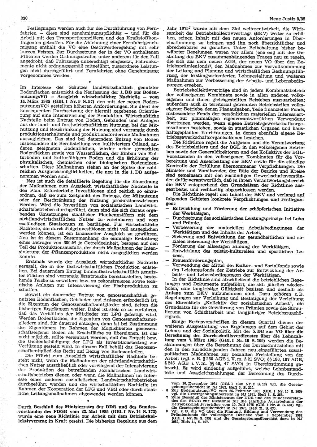 Neue Justiz (NJ), Zeitschrift für sozialistisches Recht und Gesetzlichkeit [Deutsche Demokratische Republik (DDR)], 39. Jahrgang 1985, Seite 330 (NJ DDR 1985, S. 330)