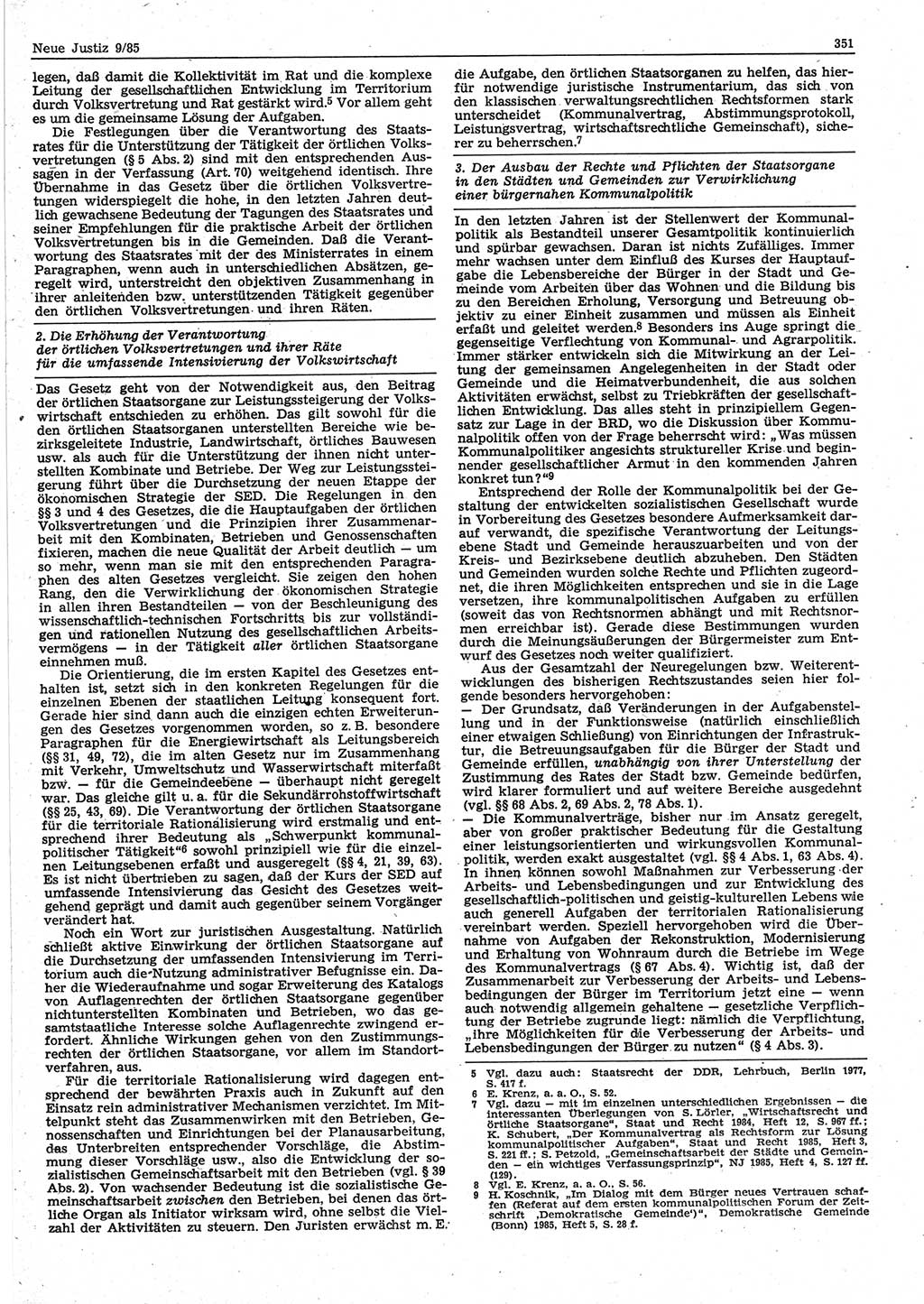 Neue Justiz (NJ), Zeitschrift für sozialistisches Recht und Gesetzlichkeit [Deutsche Demokratische Republik (DDR)], 39. Jahrgang 1985, Seite 351 (NJ DDR 1985, S. 351)