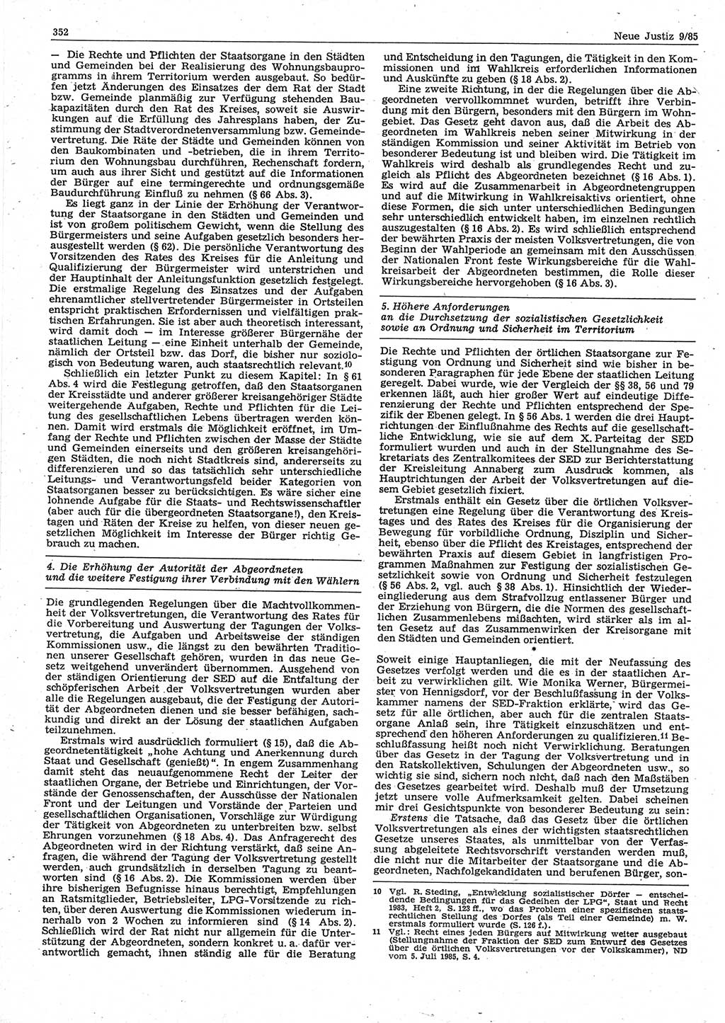 Neue Justiz (NJ), Zeitschrift für sozialistisches Recht und Gesetzlichkeit [Deutsche Demokratische Republik (DDR)], 39. Jahrgang 1985, Seite 352 (NJ DDR 1985, S. 352)