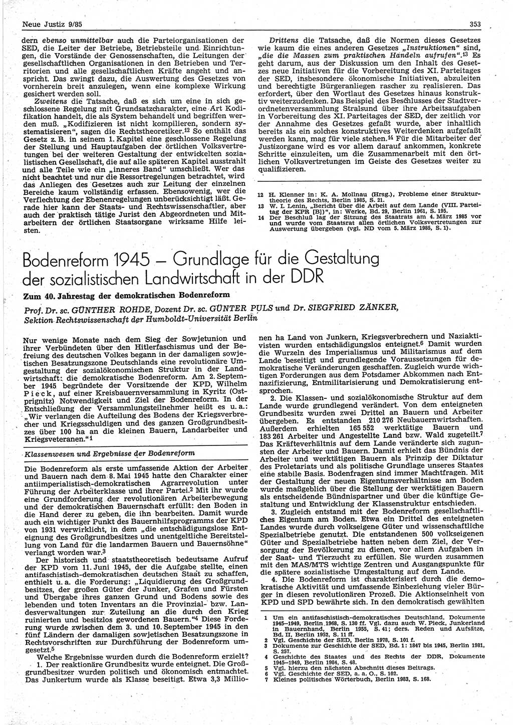 Neue Justiz (NJ), Zeitschrift für sozialistisches Recht und Gesetzlichkeit [Deutsche Demokratische Republik (DDR)], 39. Jahrgang 1985, Seite 353 (NJ DDR 1985, S. 353)