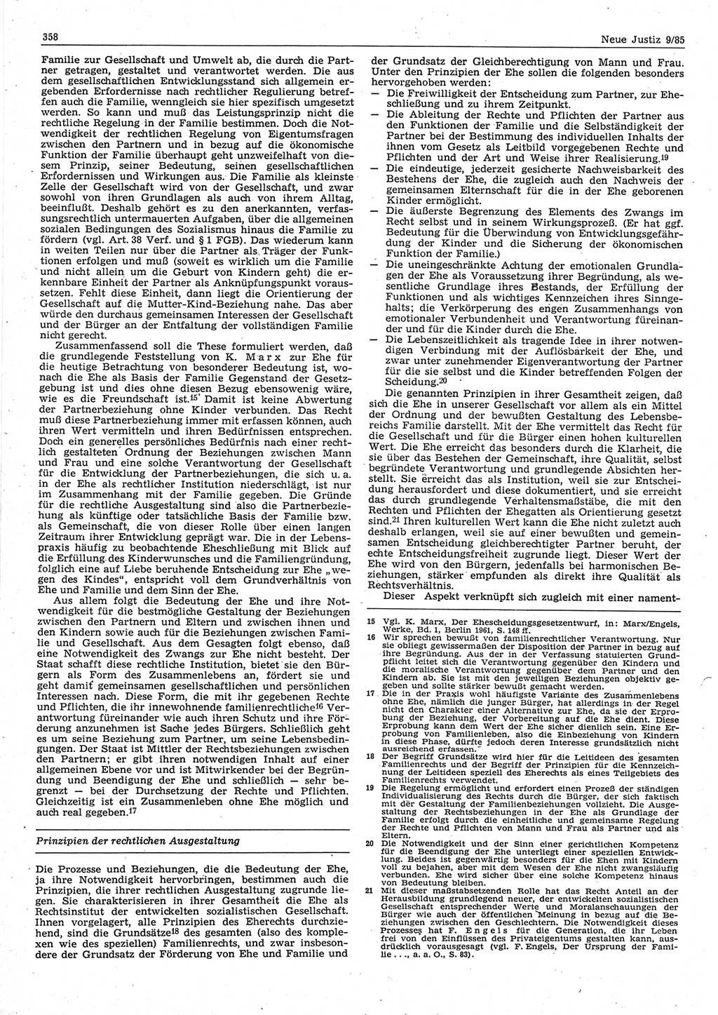 Neue Justiz (NJ), Zeitschrift für sozialistisches Recht und Gesetzlichkeit [Deutsche Demokratische Republik (DDR)], 39. Jahrgang 1985, Seite 358 (NJ DDR 1985, S. 358)