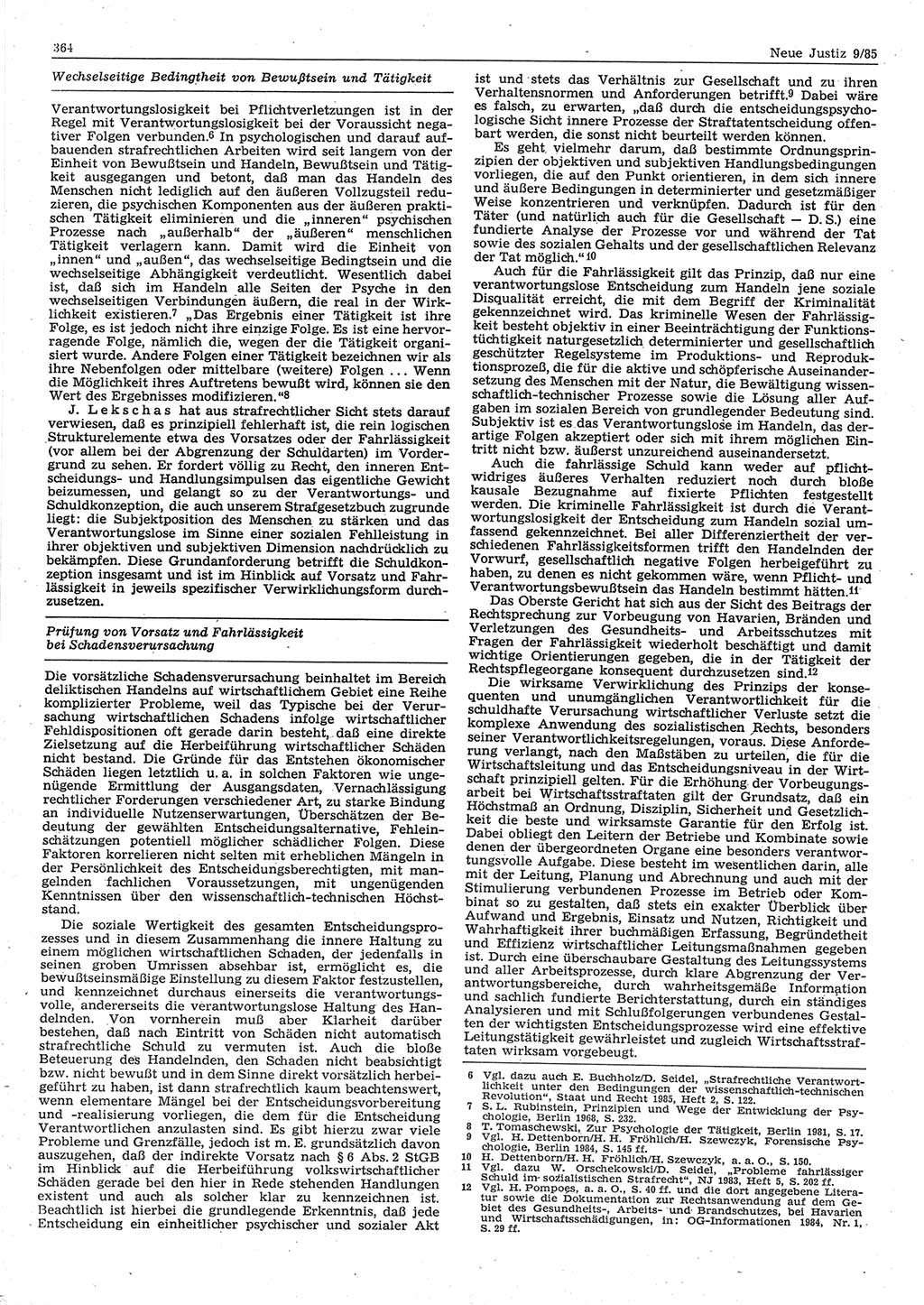 Neue Justiz (NJ), Zeitschrift für sozialistisches Recht und Gesetzlichkeit [Deutsche Demokratische Republik (DDR)], 39. Jahrgang 1985, Seite 364 (NJ DDR 1985, S. 364)