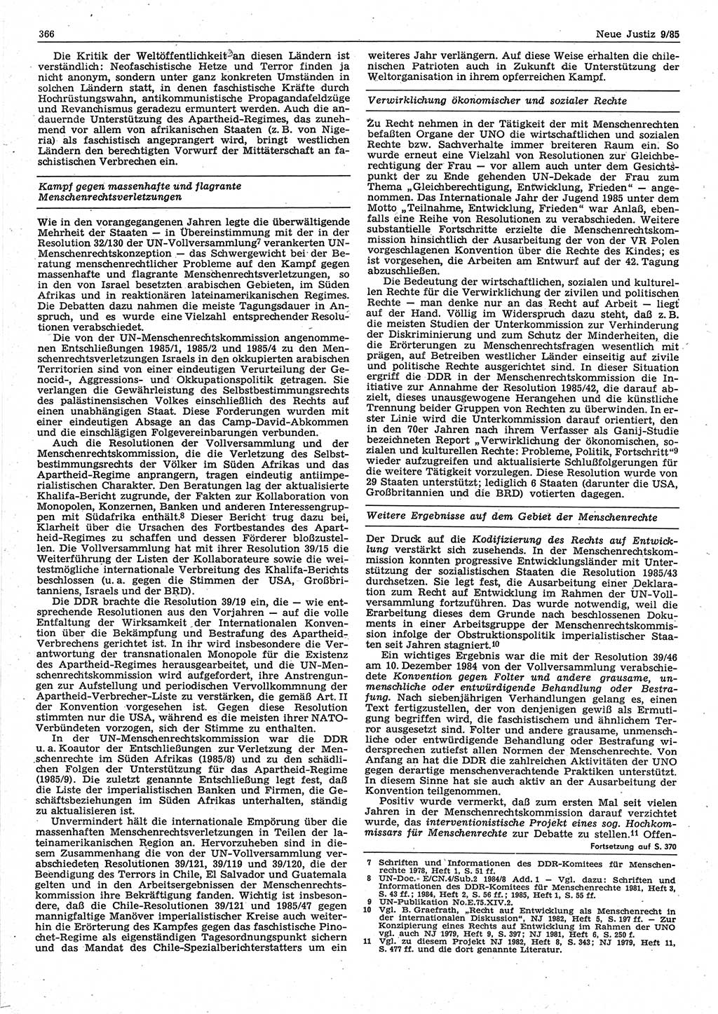Neue Justiz (NJ), Zeitschrift für sozialistisches Recht und Gesetzlichkeit [Deutsche Demokratische Republik (DDR)], 39. Jahrgang 1985, Seite 366 (NJ DDR 1985, S. 366)