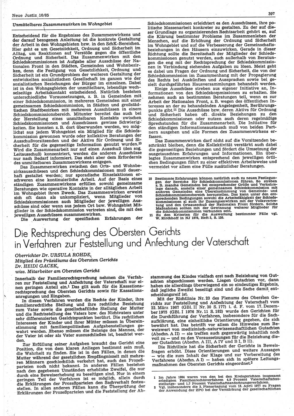 Neue Justiz (NJ), Zeitschrift für sozialistisches Recht und Gesetzlichkeit [Deutsche Demokratische Republik (DDR)], 39. Jahrgang 1985, Seite 397 (NJ DDR 1985, S. 397)