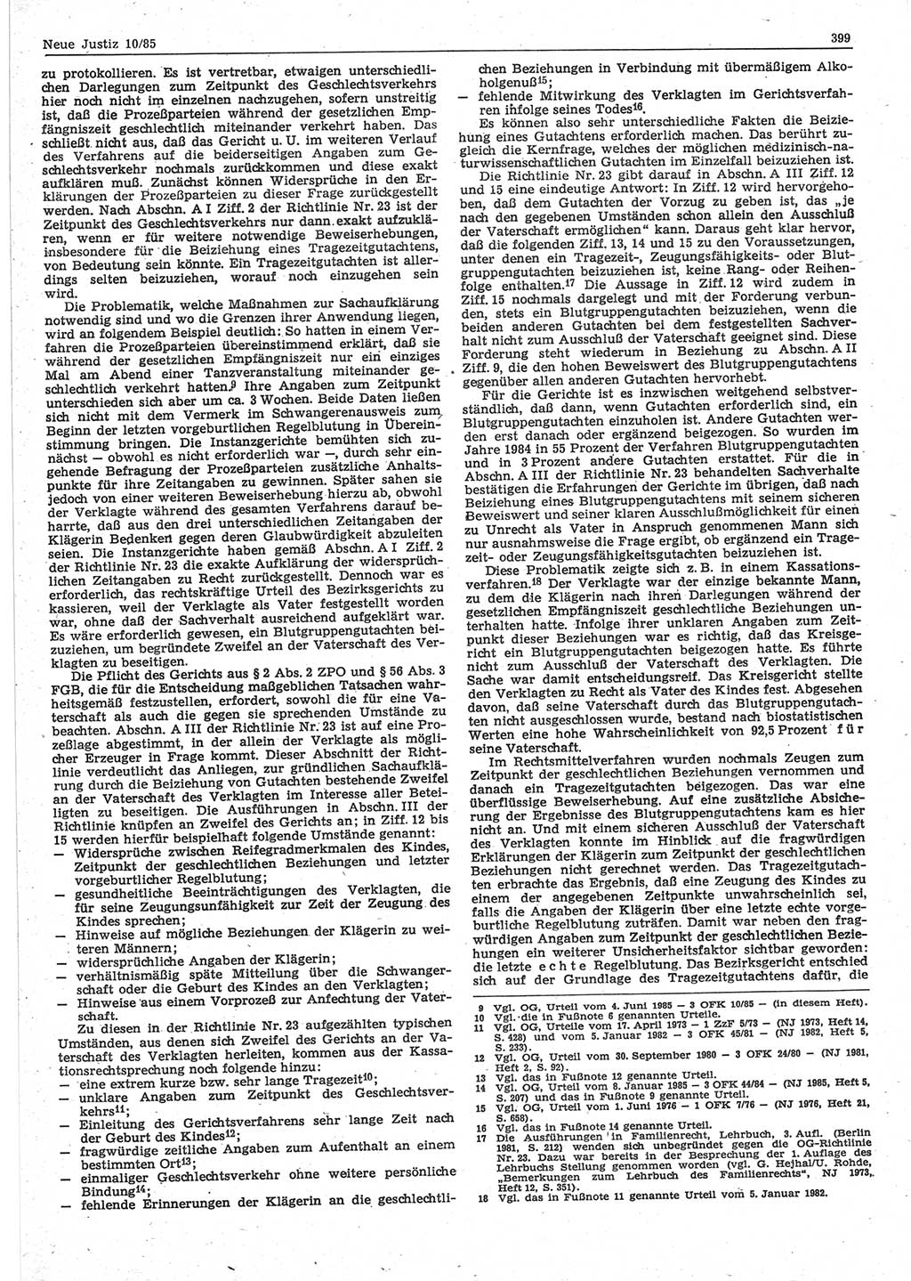 Neue Justiz (NJ), Zeitschrift für sozialistisches Recht und Gesetzlichkeit [Deutsche Demokratische Republik (DDR)], 39. Jahrgang 1985, Seite 399 (NJ DDR 1985, S. 399)