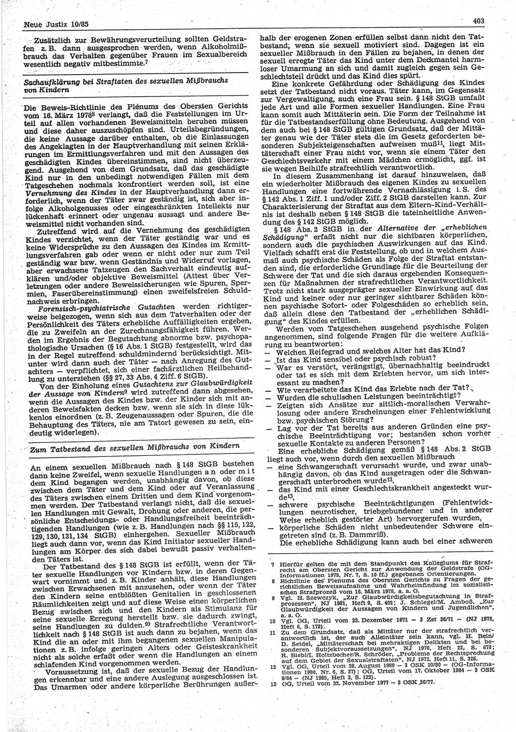 Neue Justiz (NJ), Zeitschrift für sozialistisches Recht und Gesetzlichkeit [Deutsche Demokratische Republik (DDR)], 39. Jahrgang 1985, Seite 403 (NJ DDR 1985, S. 403)