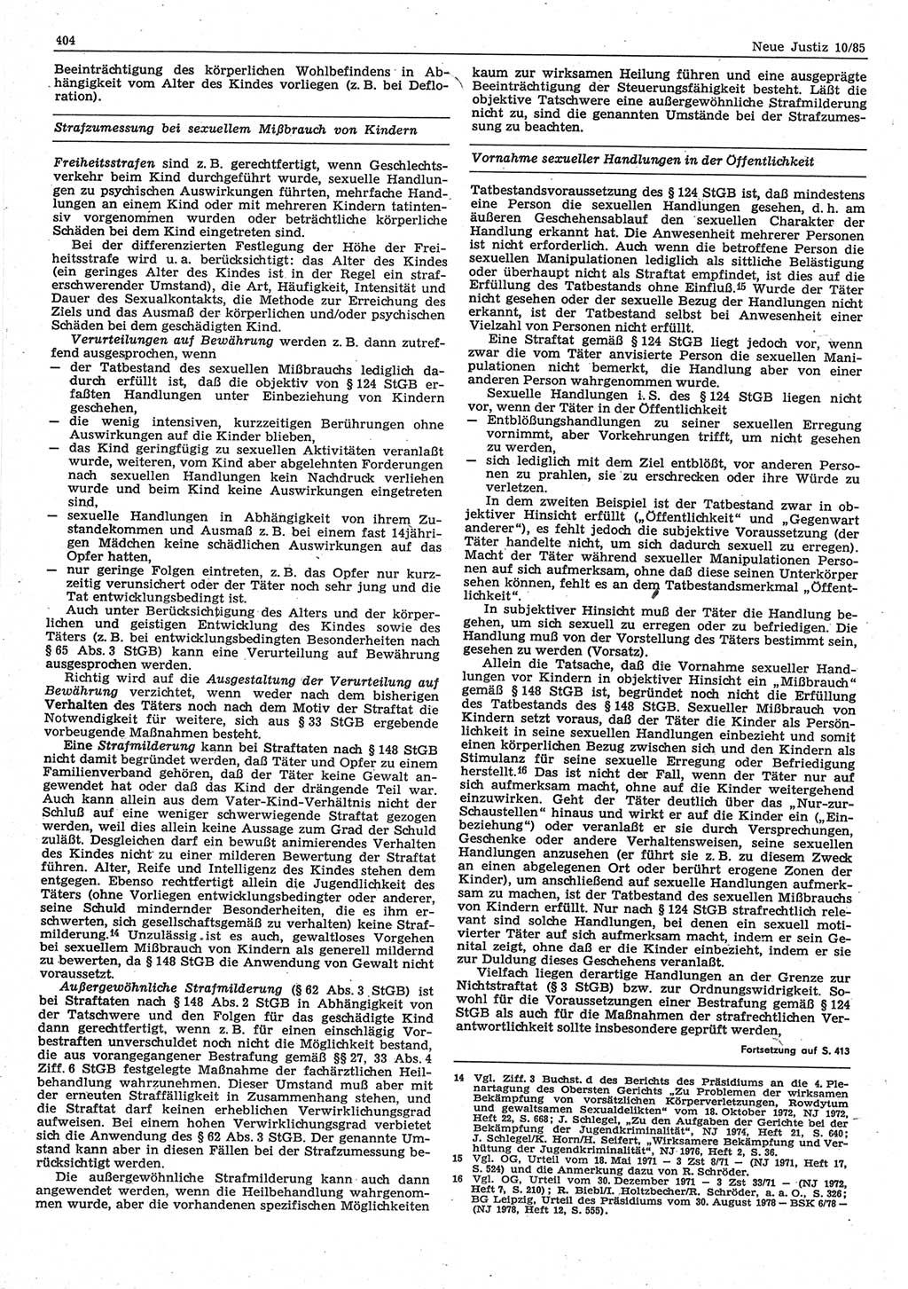 Neue Justiz (NJ), Zeitschrift für sozialistisches Recht und Gesetzlichkeit [Deutsche Demokratische Republik (DDR)], 39. Jahrgang 1985, Seite 404 (NJ DDR 1985, S. 404)