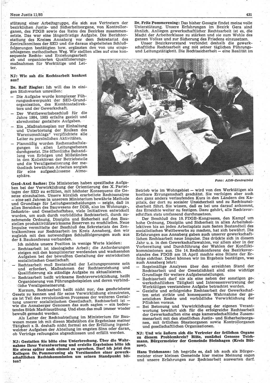 Neue Justiz (NJ), Zeitschrift für sozialistisches Recht und Gesetzlichkeit [Deutsche Demokratische Republik (DDR)], 39. Jahrgang 1985, Seite 431 (NJ DDR 1985, S. 431)