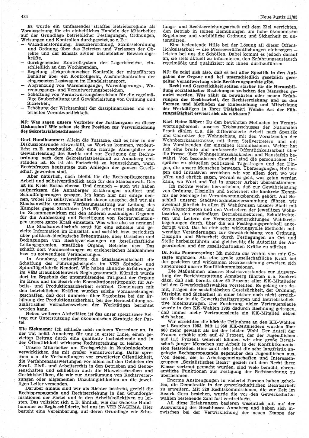 Neue Justiz (NJ), Zeitschrift für sozialistisches Recht und Gesetzlichkeit [Deutsche Demokratische Republik (DDR)], 39. Jahrgang 1985, Seite 434 (NJ DDR 1985, S. 434)