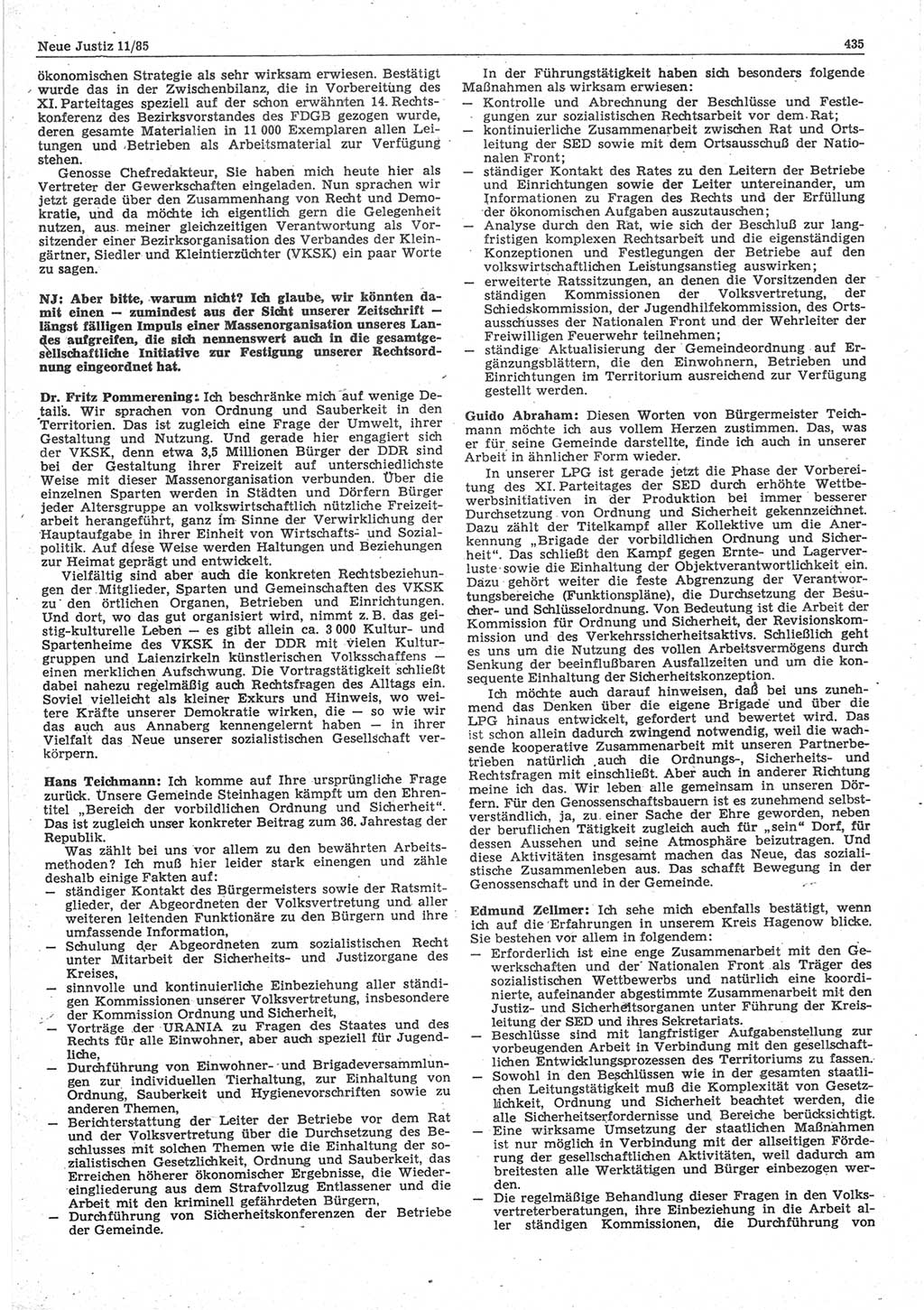 Neue Justiz (NJ), Zeitschrift für sozialistisches Recht und Gesetzlichkeit [Deutsche Demokratische Republik (DDR)], 39. Jahrgang 1985, Seite 435 (NJ DDR 1985, S. 435)