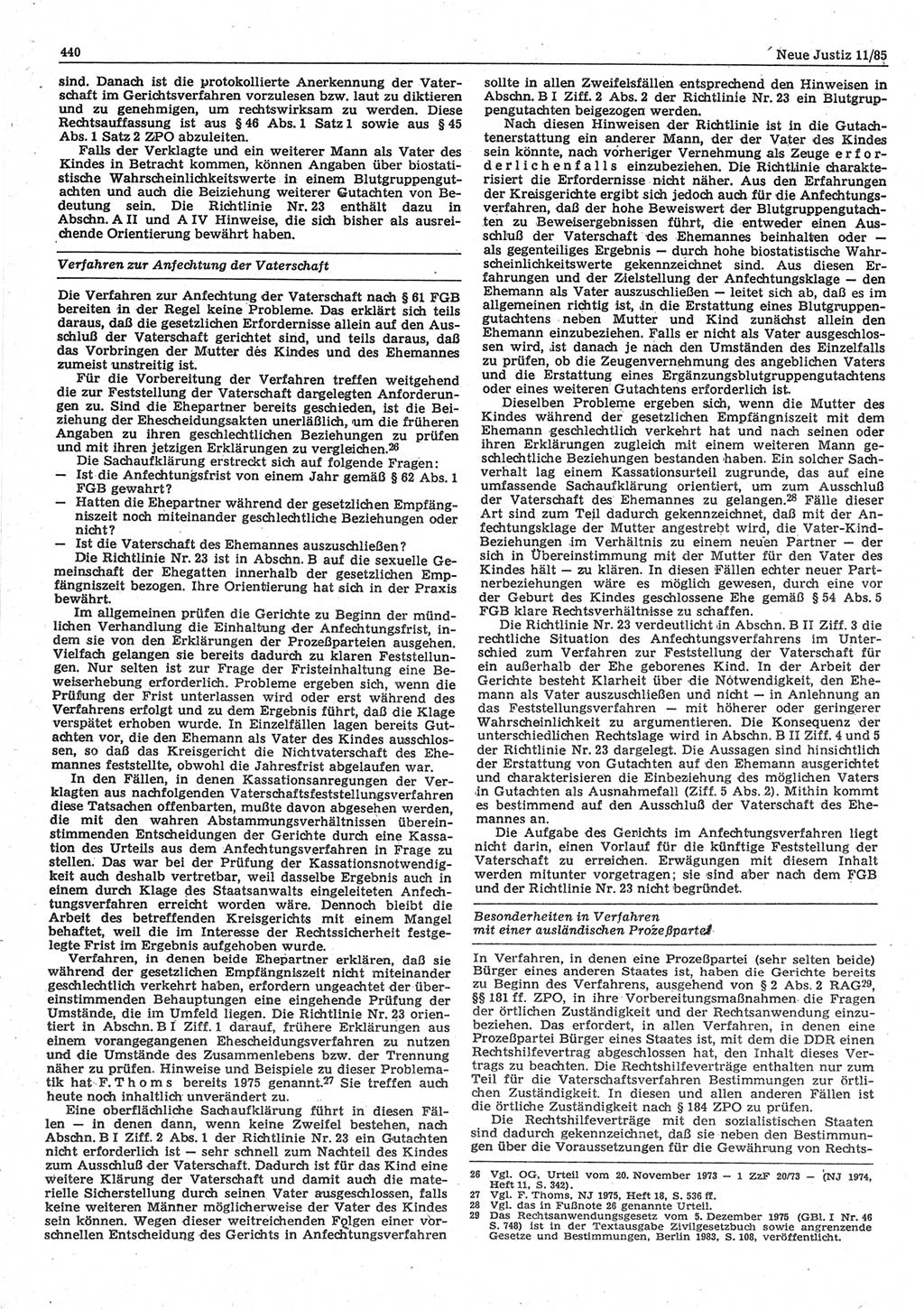 Neue Justiz (NJ), Zeitschrift für sozialistisches Recht und Gesetzlichkeit [Deutsche Demokratische Republik (DDR)], 39. Jahrgang 1985, Seite 440 (NJ DDR 1985, S. 440)
