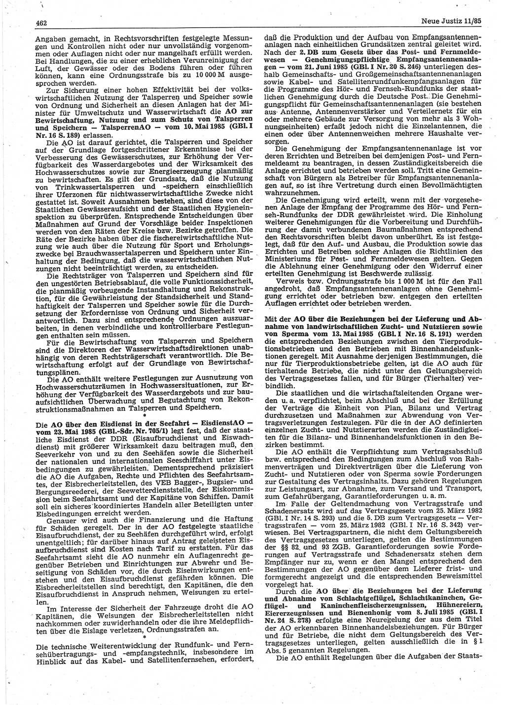 Neue Justiz (NJ), Zeitschrift für sozialistisches Recht und Gesetzlichkeit [Deutsche Demokratische Republik (DDR)], 39. Jahrgang 1985, Seite 462 (NJ DDR 1985, S. 462)