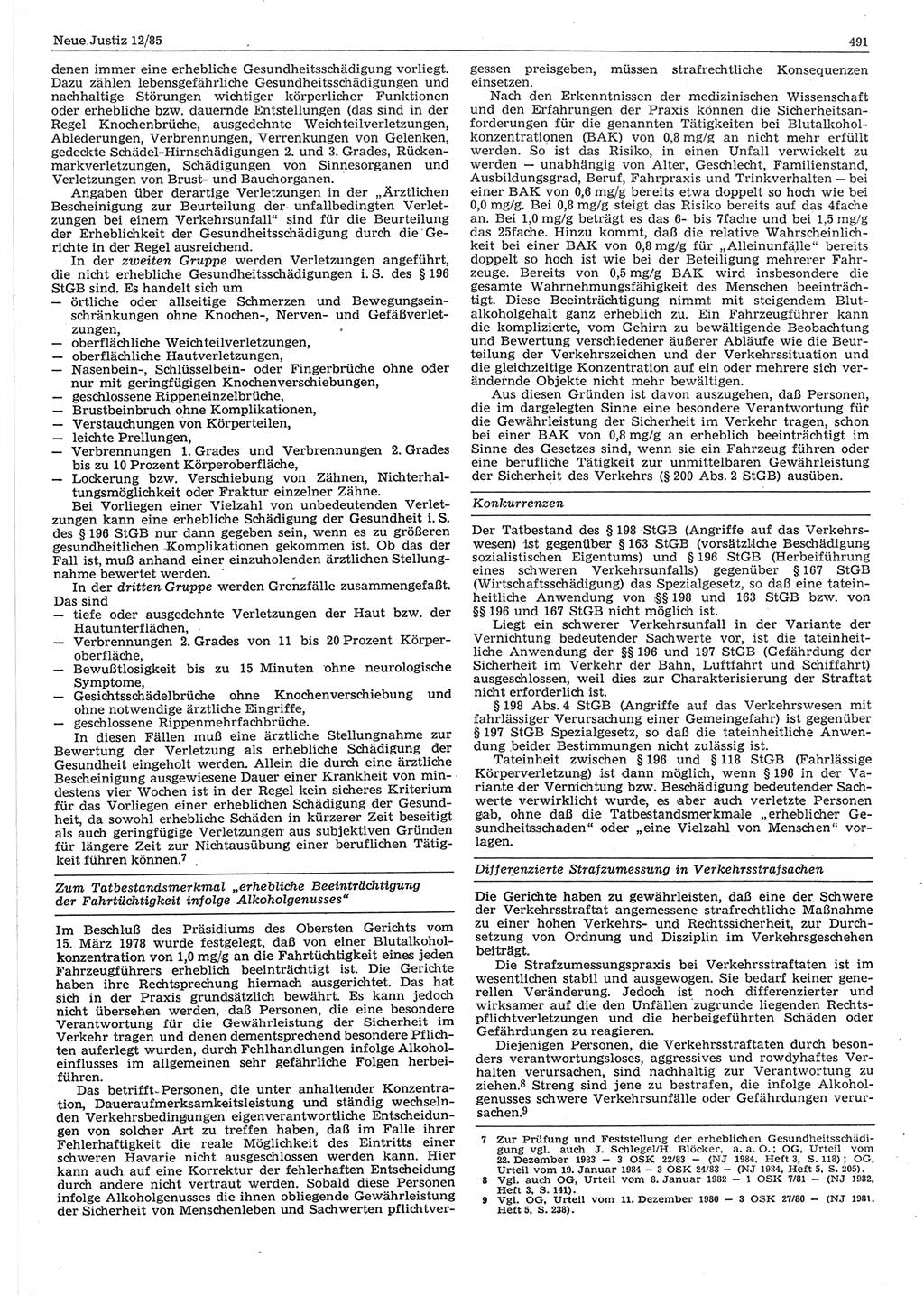 Neue Justiz (NJ), Zeitschrift für sozialistisches Recht und Gesetzlichkeit [Deutsche Demokratische Republik (DDR)], 39. Jahrgang 1985, Seite 491 (NJ DDR 1985, S. 491)