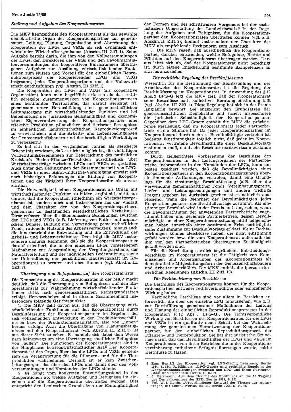 Neue Justiz (NJ), Zeitschrift für sozialistisches Recht und Gesetzlichkeit [Deutsche Demokratische Republik (DDR)], 39. Jahrgang 1985, Seite 503 (NJ DDR 1985, S. 503)