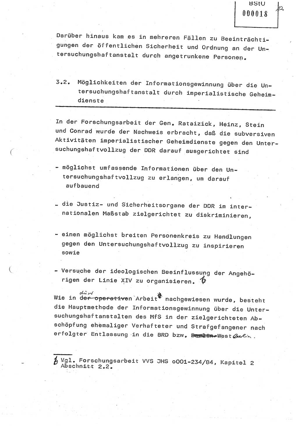Diplomarbeit (Entwurf) Oberleutnant Peter Parke (Abt. ⅩⅣ), Ministerium für Staatssicherheit (MfS) [Deutsche Demokratische Republik (DDR)], Juristische Hochschule (JHS), Geheime Verschlußsache (GVS) o001-98/86, Potsdam 1986, Seite 18 (Dipl.-Arb. MfS DDR JHS GVS o001-98/86 1986, S. 18)