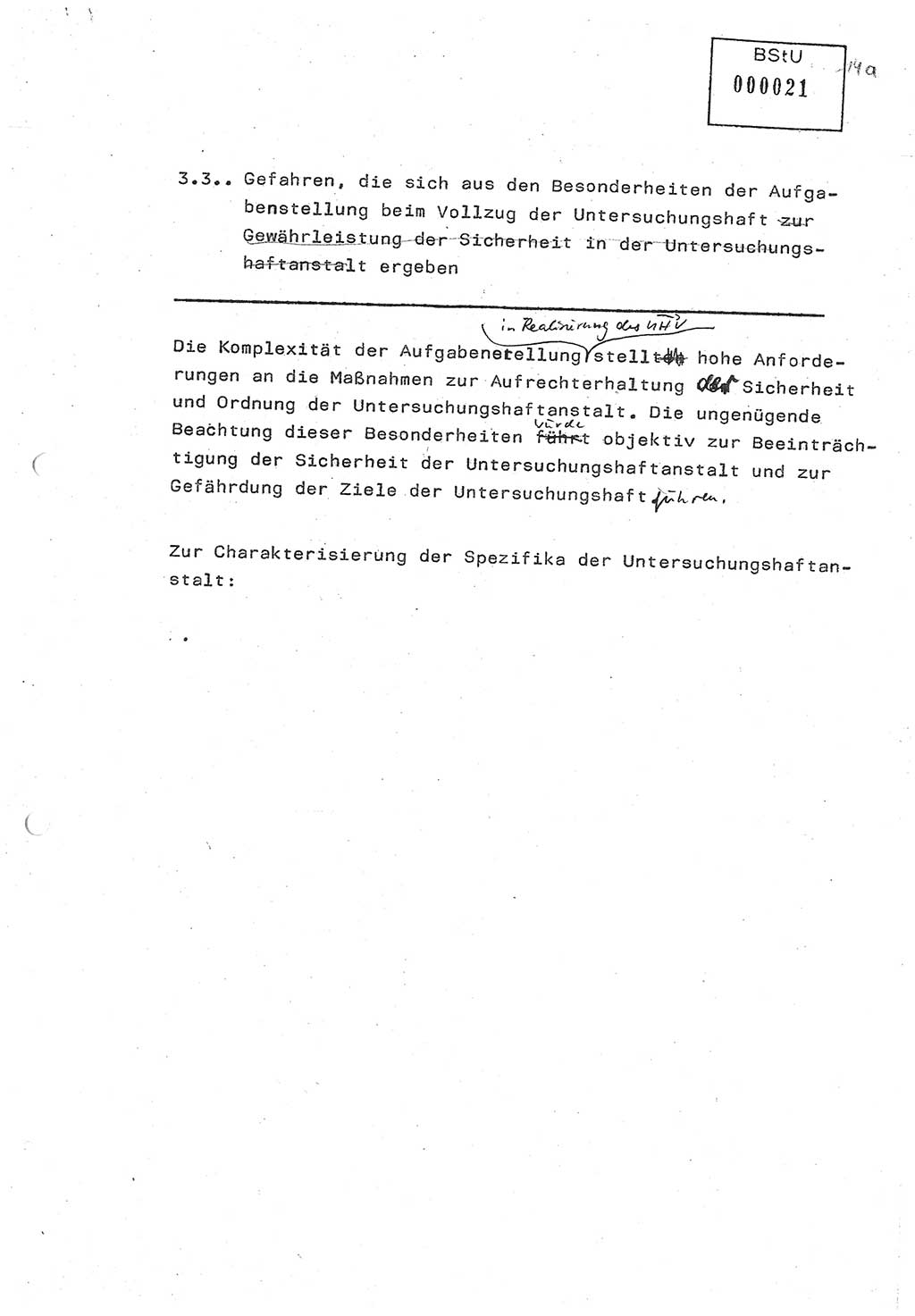 Diplomarbeit (Entwurf) Oberleutnant Peter Parke (Abt. ⅩⅣ), Ministerium für Staatssicherheit (MfS) [Deutsche Demokratische Republik (DDR)], Juristische Hochschule (JHS), Geheime Verschlußsache (GVS) o001-98/86, Potsdam 1986, Seite 21 (Dipl.-Arb. MfS DDR JHS GVS o001-98/86 1986, S. 21)