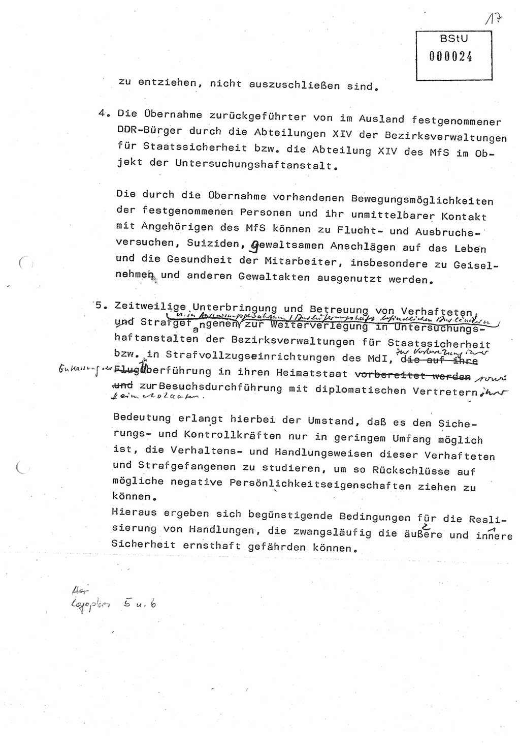 Diplomarbeit (Entwurf) Oberleutnant Peter Parke (Abt. ⅩⅣ), Ministerium für Staatssicherheit (MfS) [Deutsche Demokratische Republik (DDR)], Juristische Hochschule (JHS), Geheime Verschlußsache (GVS) o001-98/86, Potsdam 1986, Seite 24 (Dipl.-Arb. MfS DDR JHS GVS o001-98/86 1986, S. 24)