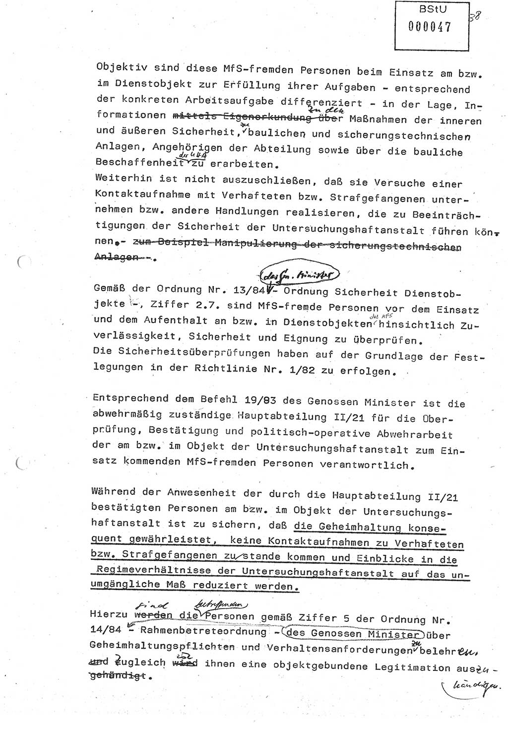 Diplomarbeit (Entwurf) Oberleutnant Peter Parke (Abt. ⅩⅣ), Ministerium für Staatssicherheit (MfS) [Deutsche Demokratische Republik (DDR)], Juristische Hochschule (JHS), Geheime Verschlußsache (GVS) o001-98/86, Potsdam 1986, Seite 47 (Dipl.-Arb. MfS DDR JHS GVS o001-98/86 1986, S. 47)