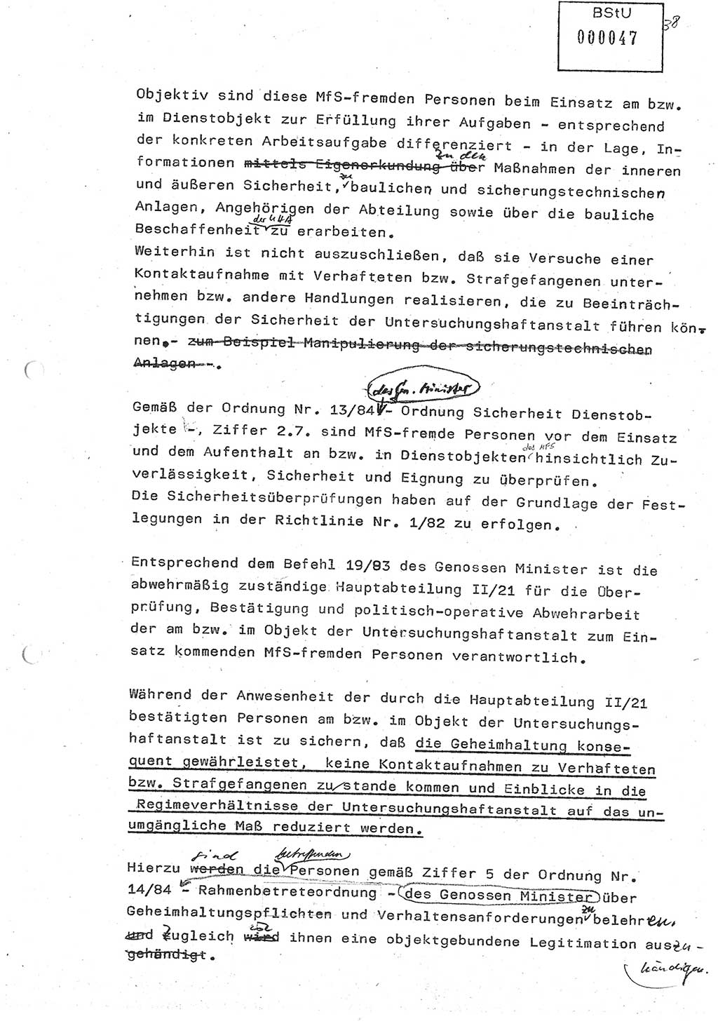 Diplomarbeit (Entwurf) Oberleutnant Peter Parke (Abt. ⅩⅣ), Ministerium für Staatssicherheit (MfS) [Deutsche Demokratische Republik (DDR)], Juristische Hochschule (JHS), Geheime Verschlußsache (GVS) o001-98/86, Potsdam 1986, Seite 47 (Dipl.-Arb. MfS DDR JHS GVS o001-98/86 1986, S. 47)
