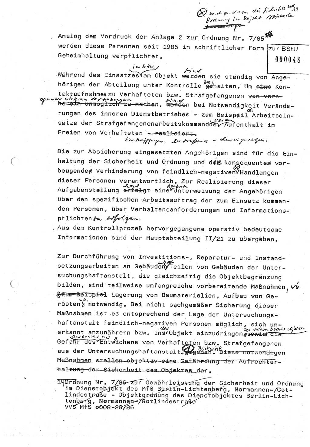 Diplomarbeit (Entwurf) Oberleutnant Peter Parke (Abt. ⅩⅣ), Ministerium für Staatssicherheit (MfS) [Deutsche Demokratische Republik (DDR)], Juristische Hochschule (JHS), Geheime Verschlußsache (GVS) o001-98/86, Potsdam 1986, Seite 48 (Dipl.-Arb. MfS DDR JHS GVS o001-98/86 1986, S. 48)