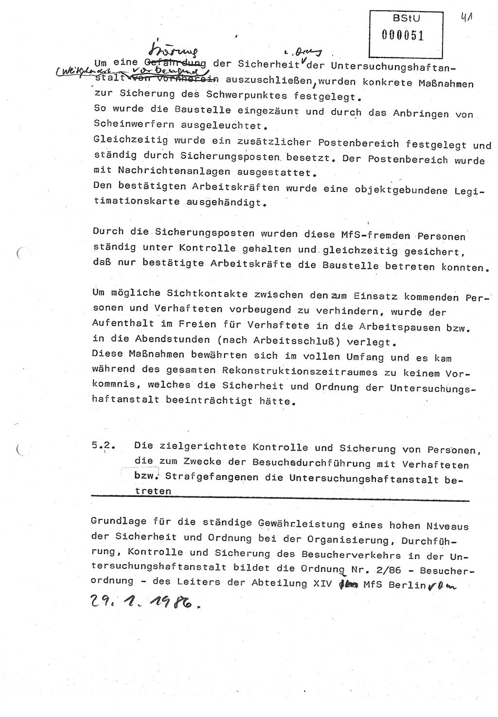 Diplomarbeit (Entwurf) Oberleutnant Peter Parke (Abt. ⅩⅣ), Ministerium für Staatssicherheit (MfS) [Deutsche Demokratische Republik (DDR)], Juristische Hochschule (JHS), Geheime Verschlußsache (GVS) o001-98/86, Potsdam 1986, Seite 51 (Dipl.-Arb. MfS DDR JHS GVS o001-98/86 1986, S. 51)