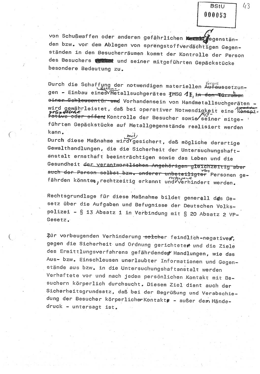 Diplomarbeit (Entwurf) Oberleutnant Peter Parke (Abt. ⅩⅣ), Ministerium für Staatssicherheit (MfS) [Deutsche Demokratische Republik (DDR)], Juristische Hochschule (JHS), Geheime Verschlußsache (GVS) o001-98/86, Potsdam 1986, Seite 53 (Dipl.-Arb. MfS DDR JHS GVS o001-98/86 1986, S. 53)