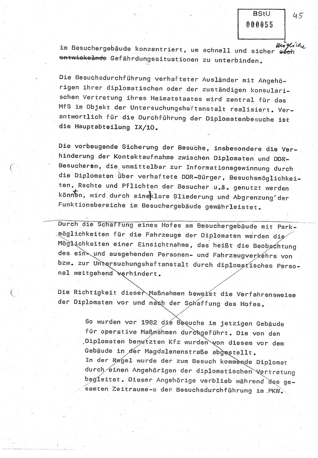 Diplomarbeit (Entwurf) Oberleutnant Peter Parke (Abt. ⅩⅣ), Ministerium für Staatssicherheit (MfS) [Deutsche Demokratische Republik (DDR)], Juristische Hochschule (JHS), Geheime Verschlußsache (GVS) o001-98/86, Potsdam 1986, Seite 55 (Dipl.-Arb. MfS DDR JHS GVS o001-98/86 1986, S. 55)