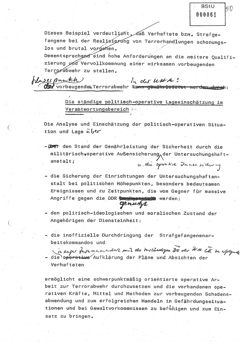 Diplomarbeit (Entwurf) Oberleutnant Peter Parke (Abt. ⅩⅣ), Ministerium für Staatssicherheit (MfS) [Deutsche Demokratische Republik (DDR)], Juristische Hochschule (JHS), Geheime Verschlußsache (GVS) o001-98/86, Potsdam 1986, Seite 61 (Dipl.-Arb. MfS DDR JHS GVS o001-98/86 1986, S. 61)
