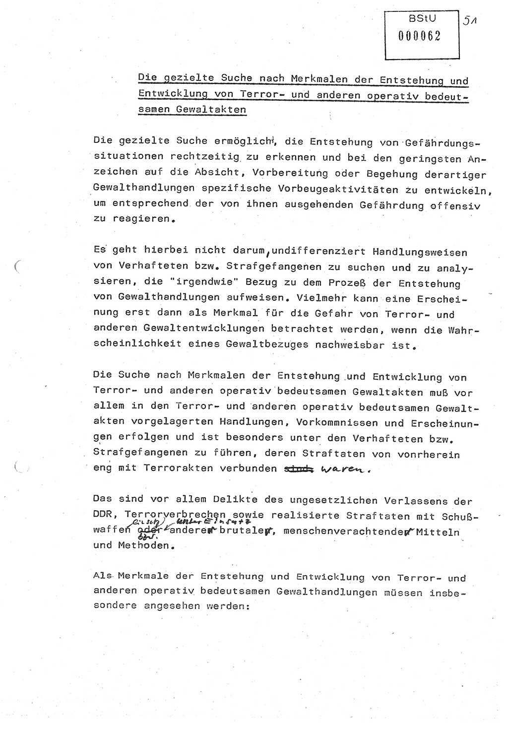 Diplomarbeit (Entwurf) Oberleutnant Peter Parke (Abt. ⅩⅣ), Ministerium für Staatssicherheit (MfS) [Deutsche Demokratische Republik (DDR)], Juristische Hochschule (JHS), Geheime Verschlußsache (GVS) o001-98/86, Potsdam 1986, Seite 62 (Dipl.-Arb. MfS DDR JHS GVS o001-98/86 1986, S. 62)