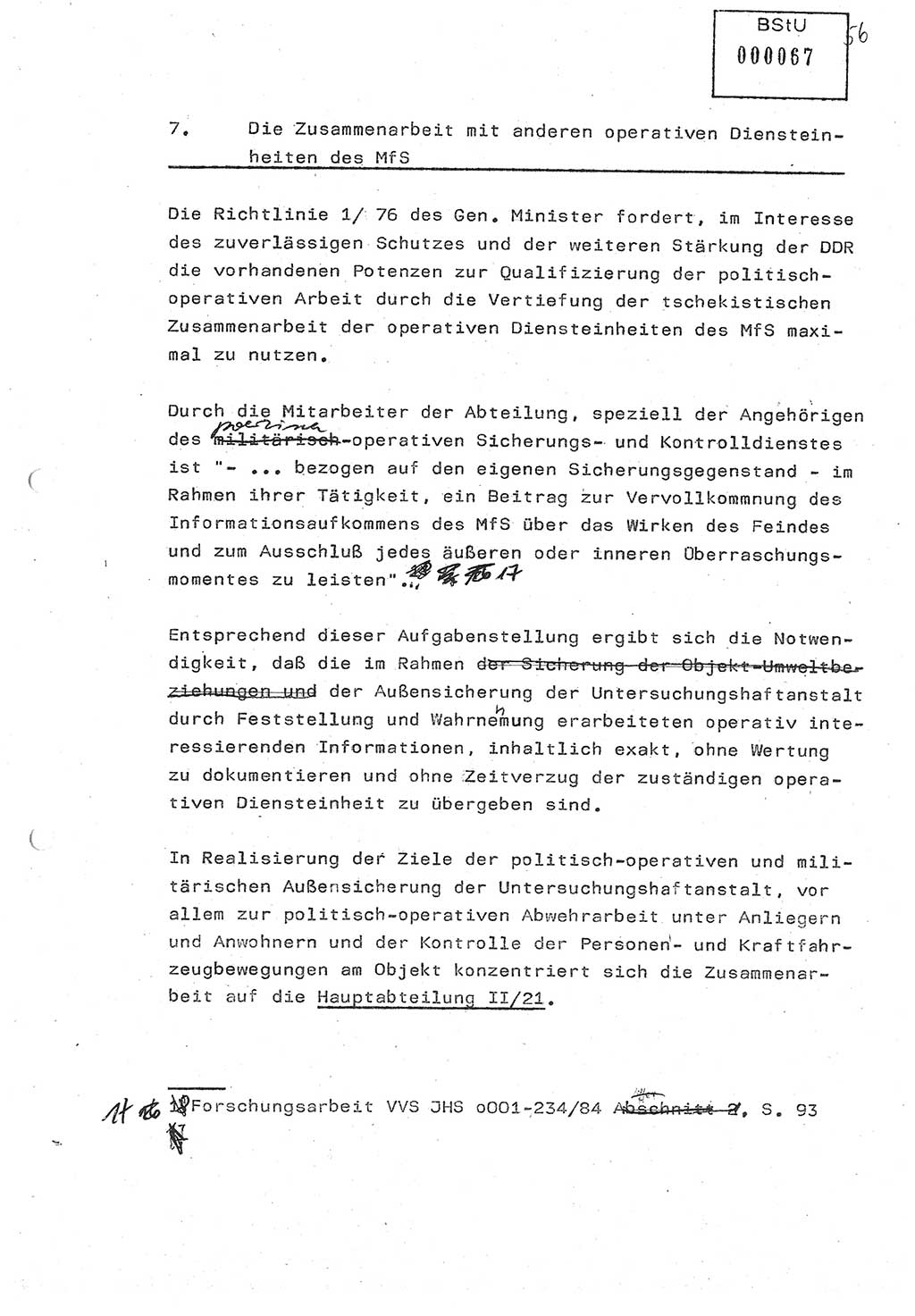 Diplomarbeit (Entwurf) Oberleutnant Peter Parke (Abt. ⅩⅣ), Ministerium für Staatssicherheit (MfS) [Deutsche Demokratische Republik (DDR)], Juristische Hochschule (JHS), Geheime Verschlußsache (GVS) o001-98/86, Potsdam 1986, Seite 67 (Dipl.-Arb. MfS DDR JHS GVS o001-98/86 1986, S. 67)