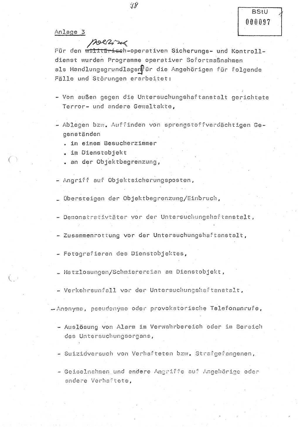 Diplomarbeit (Entwurf) Oberleutnant Peter Parke (Abt. ⅩⅣ), Ministerium für Staatssicherheit (MfS) [Deutsche Demokratische Republik (DDR)], Juristische Hochschule (JHS), Geheime Verschlußsache (GVS) o001-98/86, Potsdam 1986, Seite 97 (Dipl.-Arb. MfS DDR JHS GVS o001-98/86 1986, S. 97)