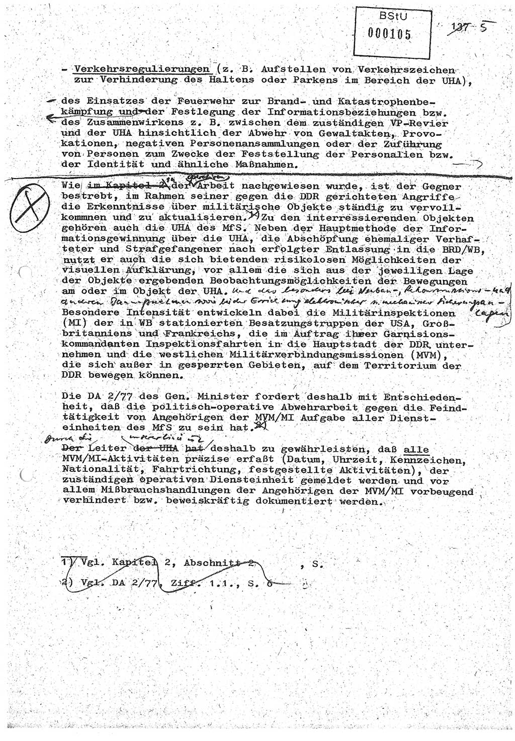 Diplomarbeit (Entwurf) Oberleutnant Peter Parke (Abt. ⅩⅣ), Ministerium für Staatssicherheit (MfS) [Deutsche Demokratische Republik (DDR)], Juristische Hochschule (JHS), Geheime Verschlußsache (GVS) o001-98/86, Potsdam 1986, Seite 105 (Dipl.-Arb. MfS DDR JHS GVS o001-98/86 1986, S. 105)