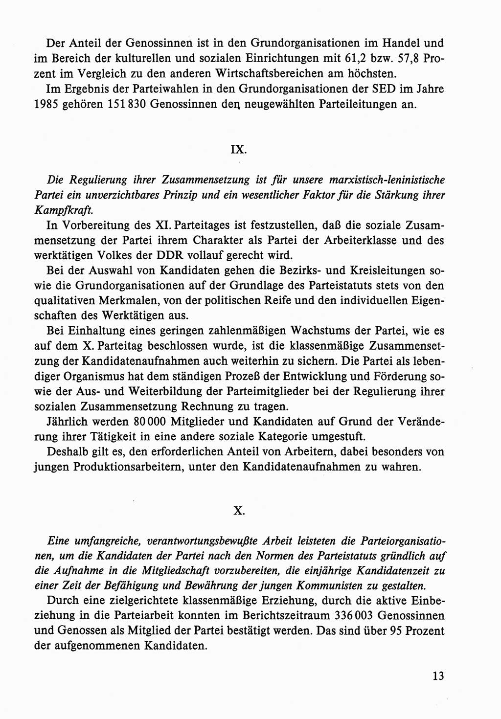 Dokumente der Sozialistischen Einheitspartei Deutschlands (SED) [Deutsche Demokratische Republik (DDR)] 1986-1987, Seite 13 (Dok. SED DDR 1986-1987, S. 13)