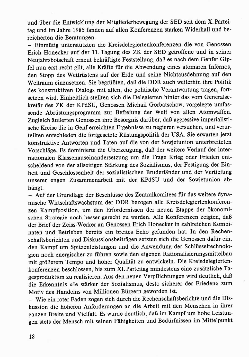 Dokumente der Sozialistischen Einheitspartei Deutschlands (SED) [Deutsche Demokratische Republik (DDR)] 1986-1987, Seite 18 (Dok. SED DDR 1986-1987, S. 18)