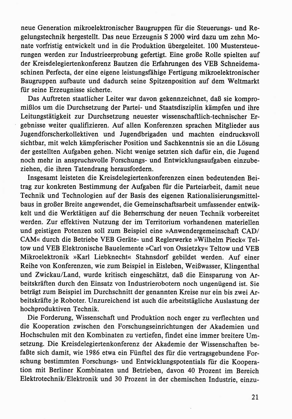 Dokumente der Sozialistischen Einheitspartei Deutschlands (SED) [Deutsche Demokratische Republik (DDR)] 1986-1987, Seite 21 (Dok. SED DDR 1986-1987, S. 21)